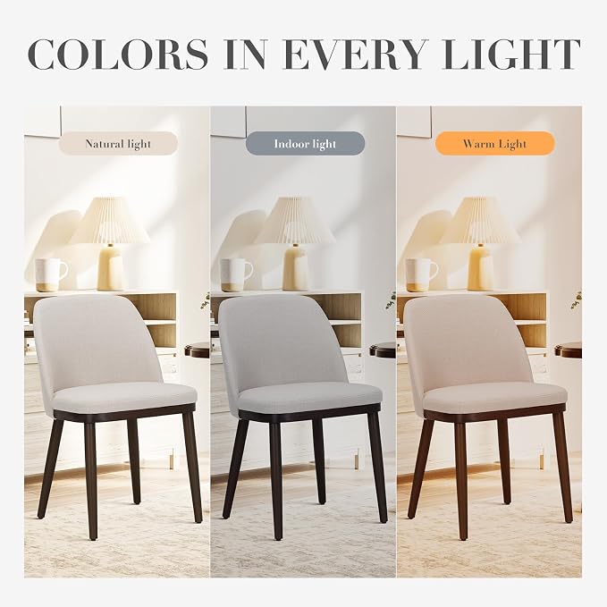 COLAMY Upholstered Dining Chairs Set of 4, Modern Kitchen Chairs with Back, Leather Side Dining Room Chairs with Wood Legs for Kitchen Dining Room Restaurant,Light Grey