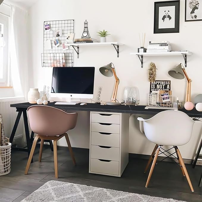 Kaboon 60x28 inches Tabletop, Solid One-Piece Desktop for Sit Stand Desk, Double Desks, L Desk DIY,Wood Countertop Home or Commercial Use,1 inch Thick, Could Atlas/Black Marble, 27.56" D x 59.1" W