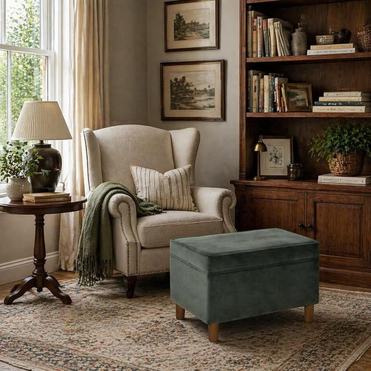HomePop 24" Dinah Collection Storage Ottoman - Loden Green Velvet
