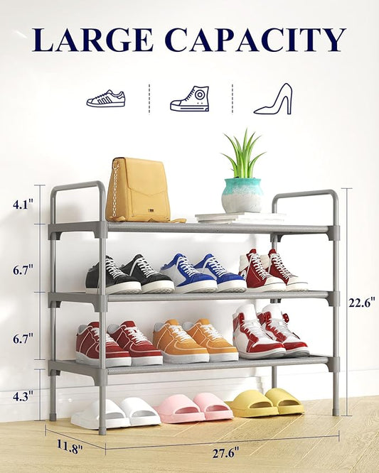 Kitsure Shoe Rack for Closet, Sturdy and Long-Lasting Shoe Shelf, Shoe Rack for Entryway, Personalized DIY Shoe Organizer, Shoe Rack Organizer for Space-Saving, 27.6" x 11.8" x 22.6", Grey