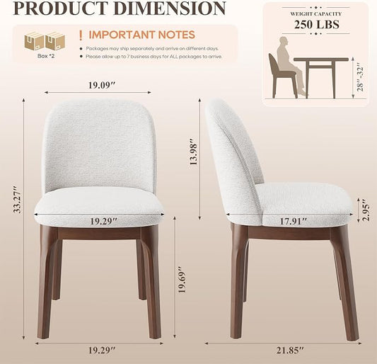 MALOL Wooden Dining Chairs Set of 4, Upholstered Kitchen & Dining Room Chairs with Thickened Wooden Legs, Farmhouse Side Chairs, Beige