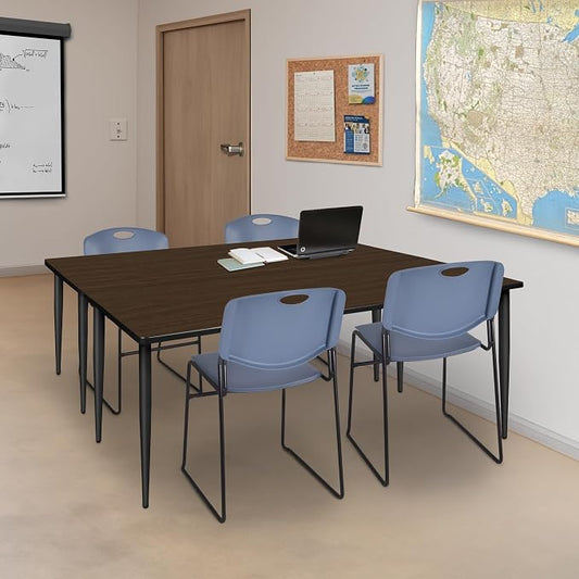 Romig Arco 66 x 24 in. Training Seminar Table- Neo Walnut Top, Black Tapered Legs