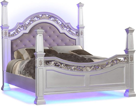 First of a Kind Valentina Silver Queen 5 Piece Bedroom Set