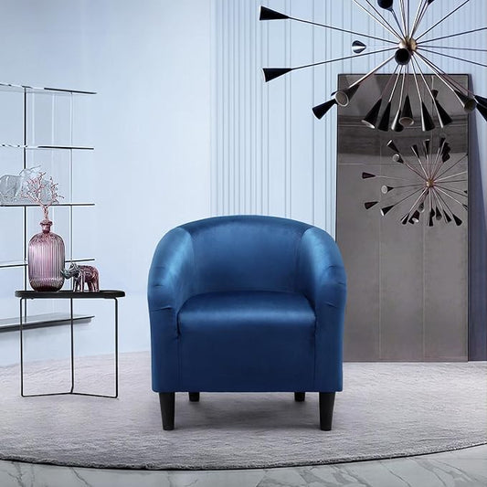Topeakmart Velvet Accent Chair, Modern Club Chair Upholstered Armchair with Solid Legs Comfy Sofa Chair for Living Room/Bedroom/Waiting Room, Pagoda Blue