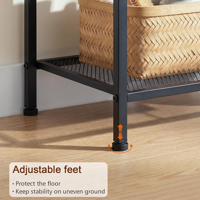 LOAKEKEL Nightstands Set of 2 with Charging Station, Night Stand with Fabric Drawer, End Tables Living Room with Storage Shelf for Small Spaces, Bed Side Tables for Bedroom, Rustic Brown HETS010PBR