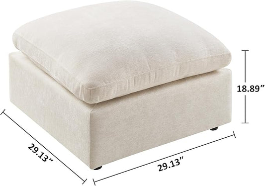 VANOMi Upholstered Square Modular Ottoman for Modular Sectional Sofa, Ottoman Footrest and Seat Cube for Living Room, Chenille