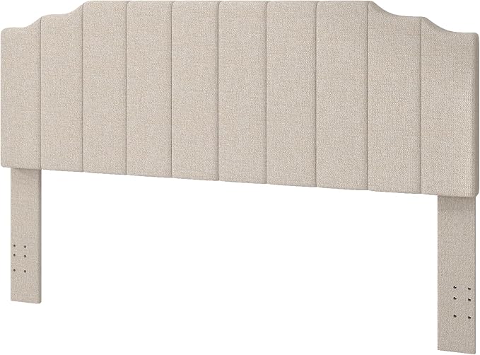 Befurtori King Size Headboard Only, Linen Wall Mounted Headboard King for Adjustable Bed Modern Upholstered Head Board Easy Assembly, Beige