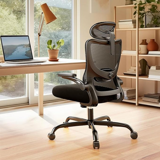 Marsail Ergonomic Office Chair with 3D Armrests, Pack of 5 | Office Desk Chair with High Back Mesh, Adjustable Lumbar Support, Rolling Work Swivel Task Chairs with Wheel, Headrest, home