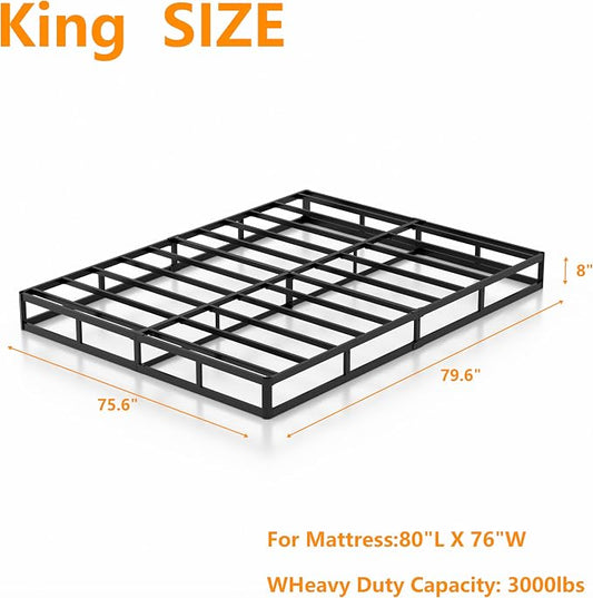 DORITRON 8 Inch King Bed Box Spring, 3000lbs Heavy Duty Box Spring King Size Bed Base Metal Mattress Foundation, Easy Assembly, Noise Free