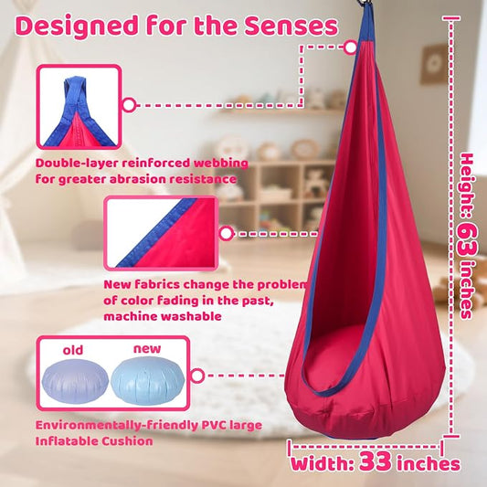 Sensory Pod Swing Hanging Seat Hammock Chair (Cranberry) | indoor and outdoor use capacity 300lbs