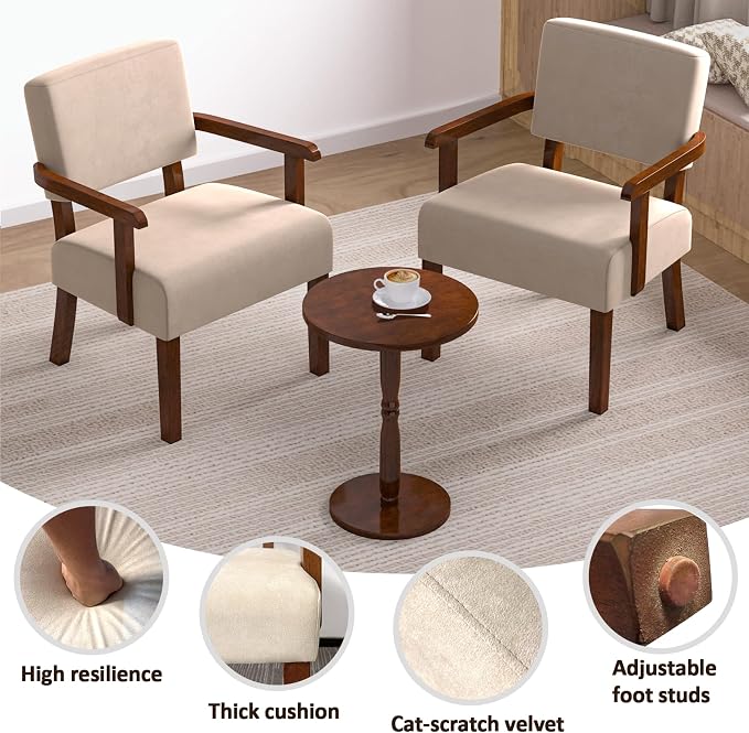 FAGAGA Accent Chair, Cat-Scratch Velvet Living Room Chairs Oversize with Soft Seat and Armrests for Dinning Room Bedroom Reading Room Waiting Room