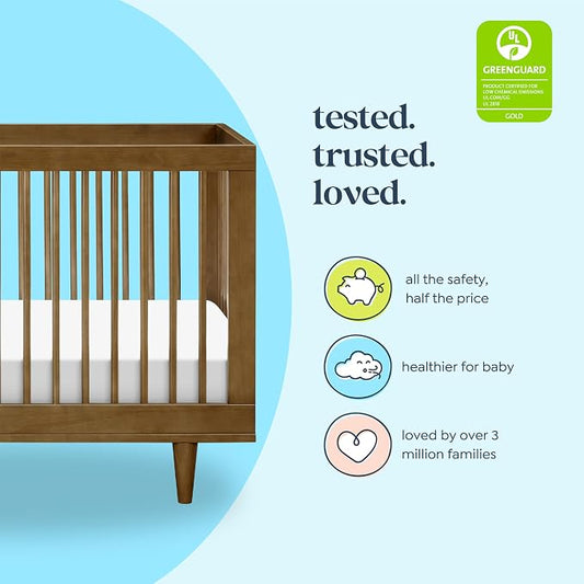 Davinci Marley 3-in-1 Convertible Crib w/Mattress - Walnut | FSC & GREENGUARD Gold Certified Crib Convertible to Toddler Bed & Daybed - Includes Mattress Conversion Kit Sold Separately