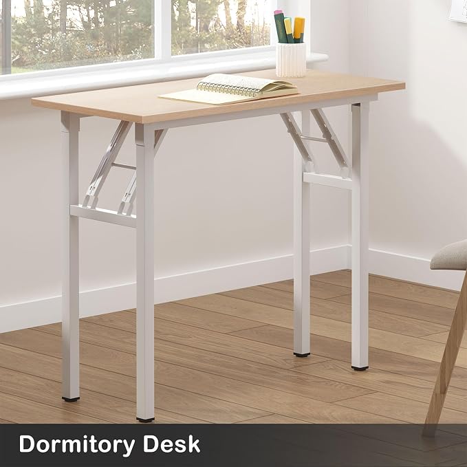 Need Small Desk, 31.5 x 15.7 Inches No Assembly Foldable Writing Table,Sturdy and Heavy Duty Folding Computer Desks for Small Space/Home Office/Dormitory AC5AW(80 * 40)