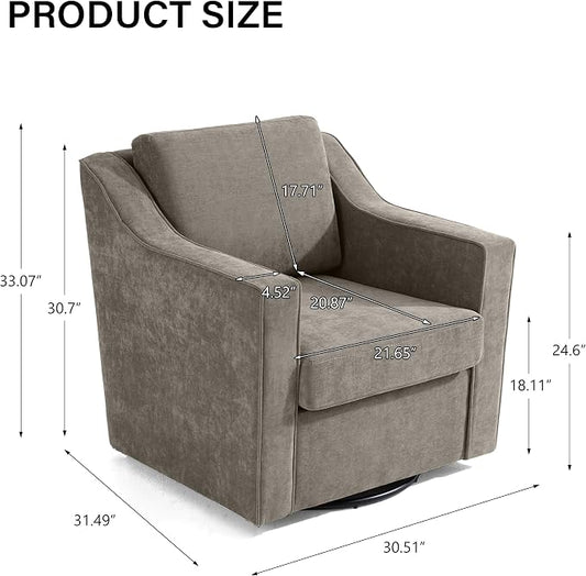 Swivel Accent Chair Set of 2, Modern Round Barrel Arm Chair for Living Room, Bedroom, Comfy Club Reading Chairs for Adults, Chenille Sand