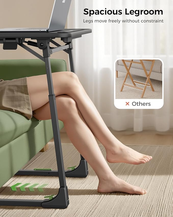 SAIJI Folding TV Tray Table, Height & Tilt Adjustable Sturdy TV Dinner Tray Tables, Multifunction Foldable Trays for Eating, Working, Crafting on Couch & Bed, Living Room Laptop Desk