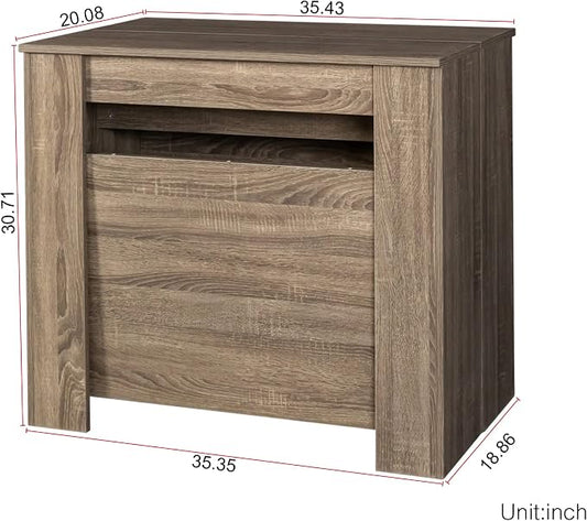 Extendable Console Table, Brown MDF Wood, 118" Dining/Desk, Space-Saving Design, Versatile for Home/Office, Easy Assembly. Perfect for Any Environment.