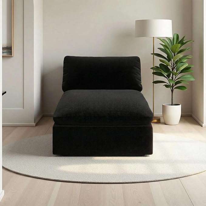 Modular Sectional Sofa,Extra Comfty Deep-Seat-Filled Couch, Black Modern Couches for Living Room,Apartment,Office,Small Space