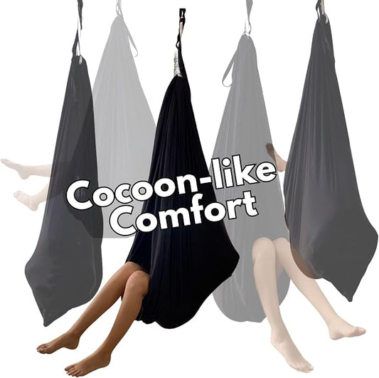 Double Layer Reversible Sensory Swing | Outdoor and Indoor Swing for Kids and Adults Up to 260 lbs | Autism Cocoon Swing | Kids Sensory Swing (Black)