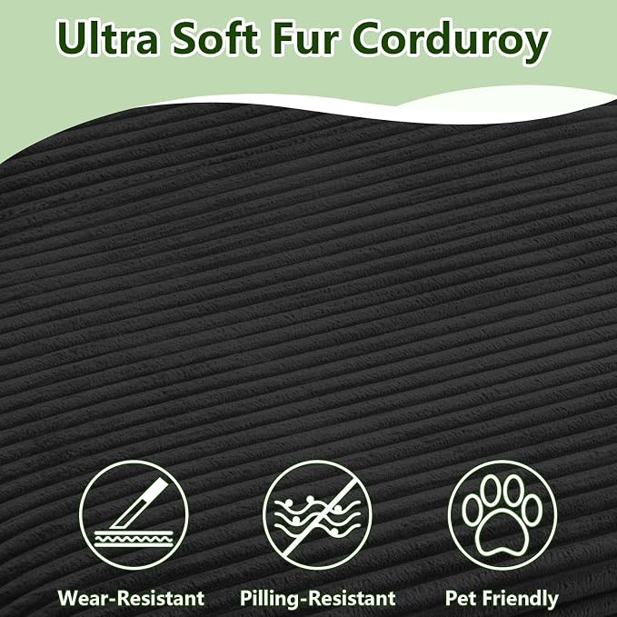 104.3" Modular Sectional Sofa,Modern Corduroy Cloud Couch with Cup Holder & Side Pockets,Boneless Couch Upholstered 3-Seater L-Shaped Sofa for Living Room,No Assembly (Black, Left-Facing Chaise) | with Cup Holder