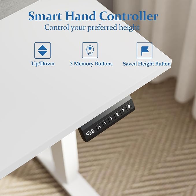 Klicelor L Shaped Electric Standing Desk 63 x 55.1 inch with Shelf, Height Adjustable Corner Desk, Sit Stand Desk with Storage Shelf, Home Office Computer Table, White