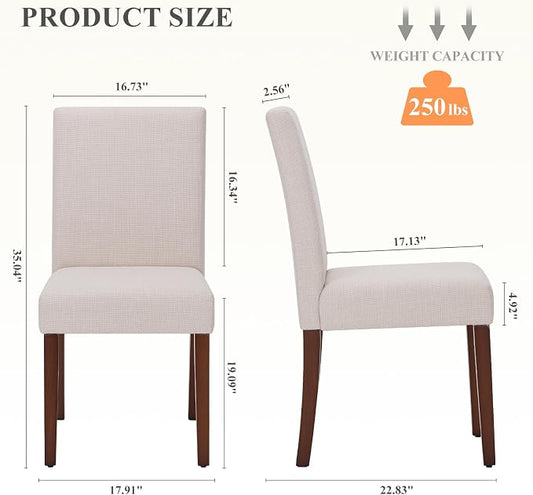 MALOL Upholstered Dining Chairs Set of 2, Fabric Dining Room Chairs, Modern Wooden Dining Chair, Kitchen Side Chairs, Farmhouse Dinner Chair with High Back for Kitchen, Beige