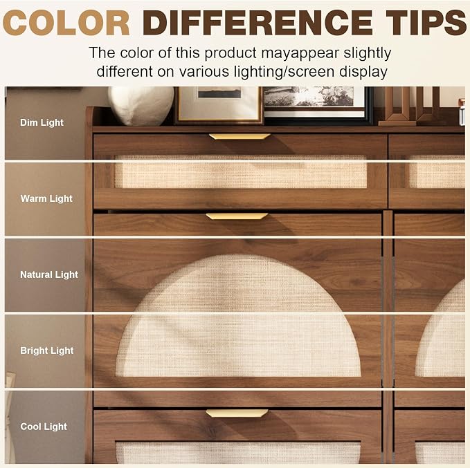 Rattan Shoe Storage Cabinet with 4 Flip Drawers & 2 Drawers, Freestanding Organizer for Front Door Entrance, Hidden Narrow Shoe Rack Cabinet Storage for Entryway, Walnut