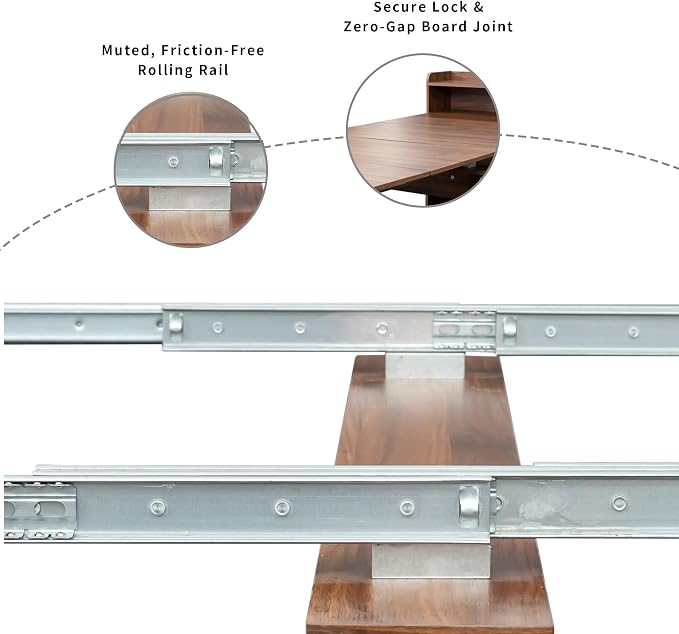 Extendable Dining Table for 10, 95” Transformer Dining Room Table, Modern Folding Console Table, Space Saving Kitchen & Dining Furniture Walnut