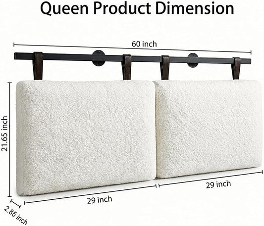 Queen Headboard only, Wall Mounted Headboard for Adjustable Bed, Hanging Head Board for Queen Size Bed Upholstered Headboard Cabeceras De Cama for Bedroom, Dorm, Guest Room, White