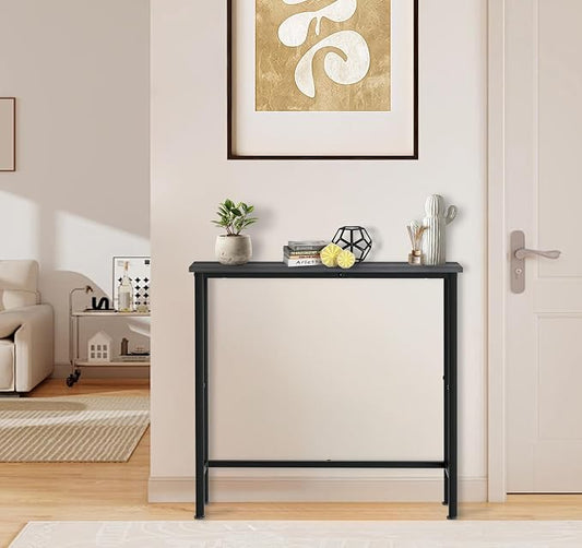 Narrow Console Table, 29.5" Small Entryway Table, Thin Hallway Tables, Slim Sofa Side Tables for Hallway, Living Room, Bedroom, Foyer, Dark Slate Grey