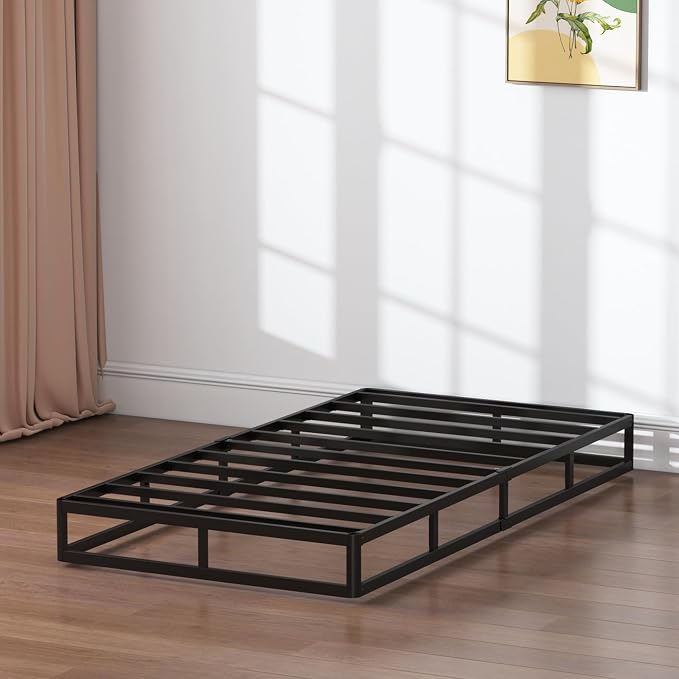 SHLAND Box Spring Twin 7 Inch Metal Box Spring Twin Size Basics Bed Base, Mattress Foundation,Black Heavy Duty Structure with Cover, Noise Free,Easy Assembly