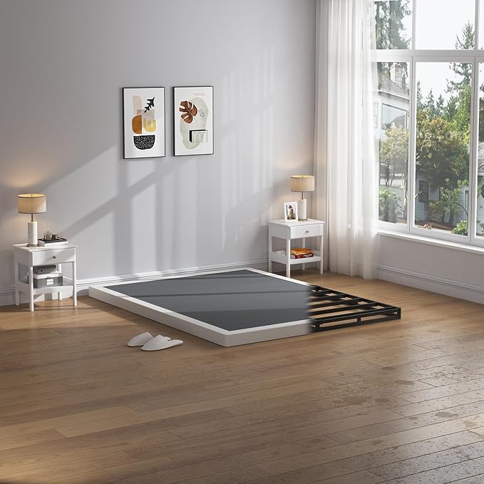 NHODIR Queen Box Spring 3 Inch Heavy Duty Box Spring Mattress Foundation, Metal Bed Base with Fabric Cover, Noise Free Easy Assembly