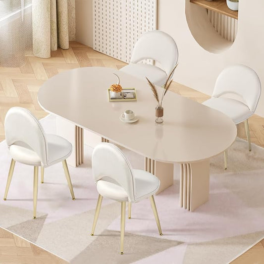 Vanity Chair with Adjustable Backrest, Velvet Upholstery Armless Makeup Stool, White Vanity Stool with Gold Metal Legs for Bedroom Living Room Kitchen Dinning Room (Velvet White)