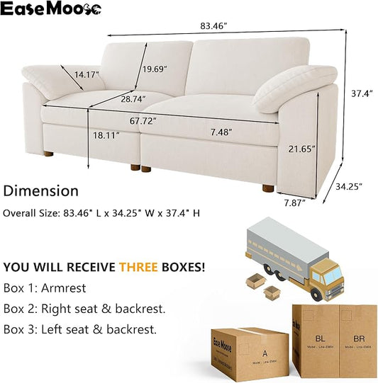 EASE MOOSE Modern Loveseat Sofa for Living Room, Comfty 2 Seat Solid Wood Frame Sofa, Modern Deep Seat Couch, Removable Cover
