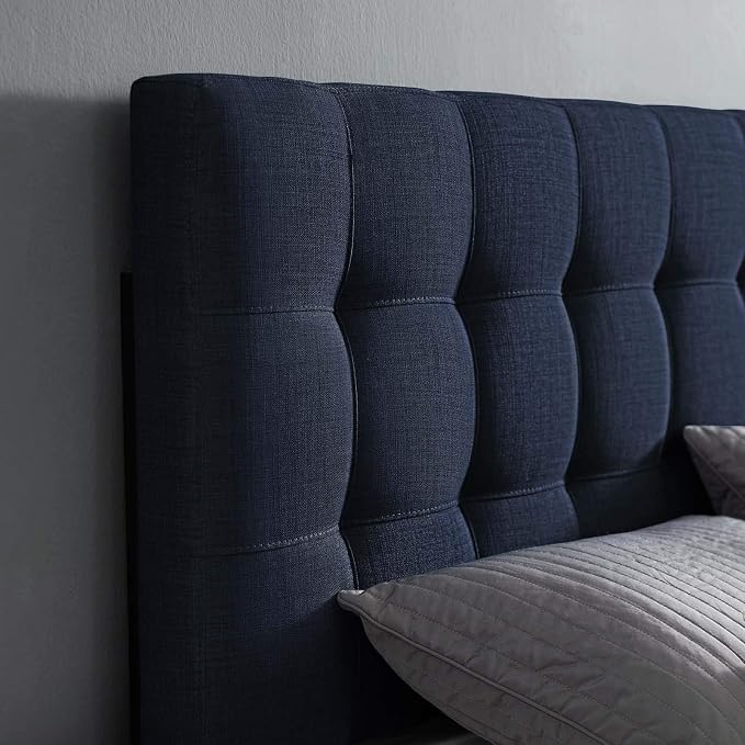 Modway Lily Tufted Linen Fabric Upholstered Full Headboard in Navy