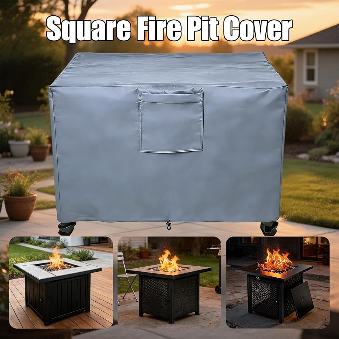 Chinchilla Heavy Duty 30 Inch Square Fire Pit Cover - 100% Waterproof & Weatherproof, Durable All-Season Protection for 28/29/30 Inch Propane Fire Pits and Tables