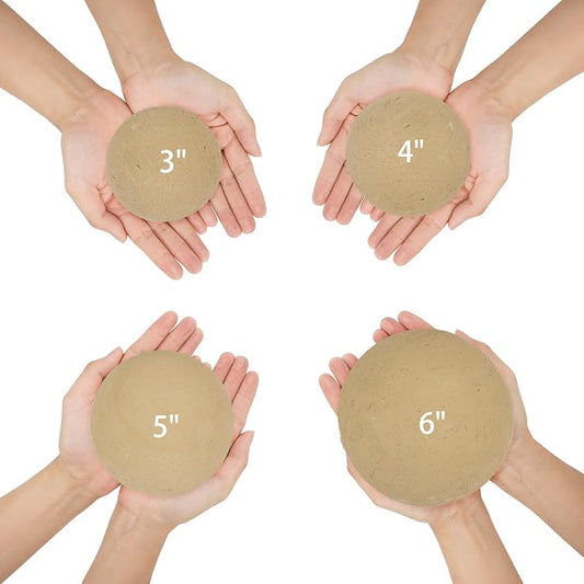 Skyflame 5" Ceramic Firepalce Balls for Gas Fire Pits, 6 Pack Round Reusable Beige Firepit Balls for Indoor and Outdoor Fire Bowls, Fire Tables or Fireplaces Accessory