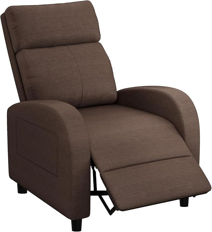 Homall Recliner Chair, Recliner Sofa for Adults, Recliners Home Theater Seating with Lumbar Support, Reclining Sofa Chair for Living Room (Fabric, Brown)