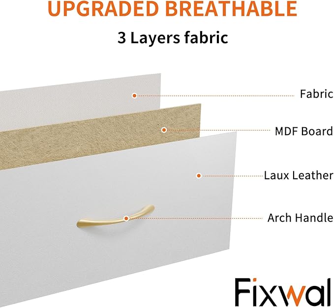 Fixwal Tall Narrow White Dresser for Bedroom, Storage Dresser Organizer in Closet with 7 Fabric Drawers, Nightstand for Dorm