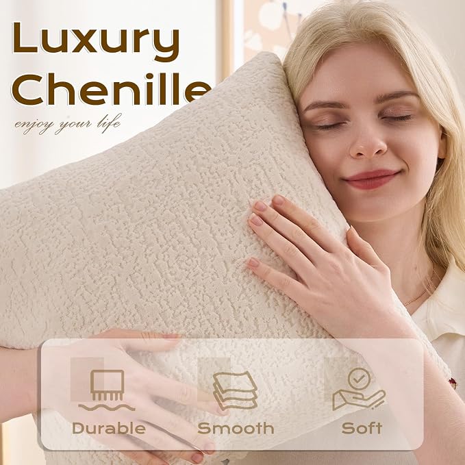 66" Curved Loveseat Sofa for Small Space, Boneless Chenille Boucle Cloud Couch, Luxury Extra High Back & Deep Seat, Oversized Comfort with No Assembly Required for Office, Dorm (Cream White)