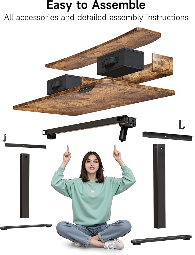 BIZUM Standing Desk with 2 Drawers Computer Desk-Stand up Desk Home Office Gaming Memory Desks C-Clamp Mount Compatible, 48x24 Inch Rustic Brown