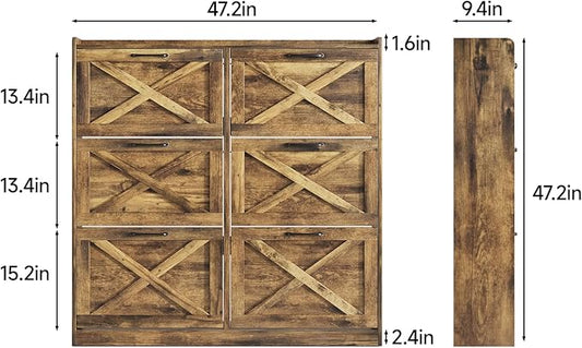 Maupvit Large Shoe Storage Cabinet with 6 Flip Drawers, Freestanding Shoe Organizer with Metal Handles for Entryway, Narrow Shoe Rack Cabinet, Rustic Brown