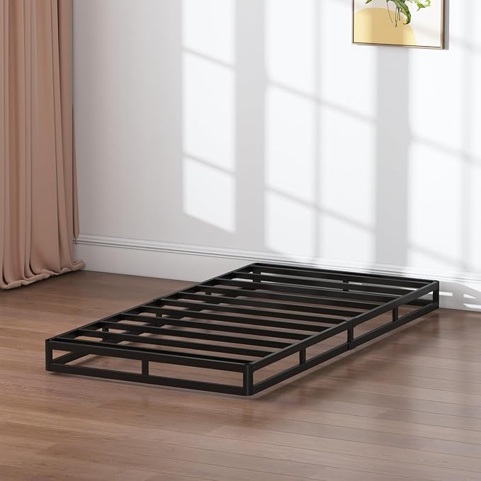 SHLAND Twin XL Box Springs Bed Base, 5 Inch Heavy Duty Metal Structure with Easy Clean Fabric Bed Cover, Non-Slip, Noise Free, Easy Assembly