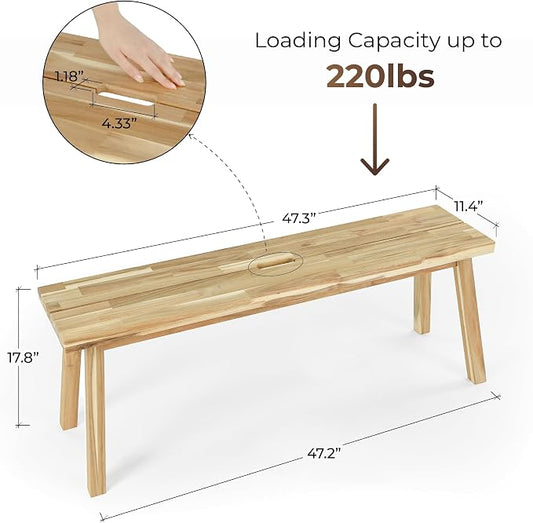 ARROWSTONE Solid Wood Bench for Entryway, Bed Bench, Dining, Plant Stand - Wooden Bench Indoor (47 inches)