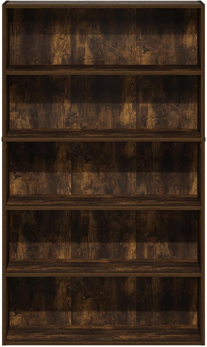 Furinno PASIR Book Shelf, 5-Tier Bookshelf, Bookcase with Open Shelf, 9.4 x 31.5 x 52.7, for Living Room, Bedroom, Home Office, Amber Pine