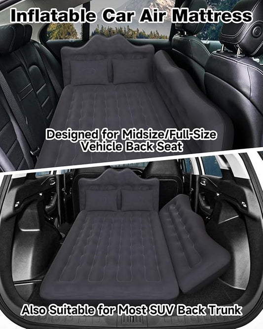 Umbrauto Car Air Mattress Bed: Inflatable SUV Camping Sleeping Pad for Truck Back Seat with Pump & Pillows, Blow Up Backseat Car Mattress for Van Rear Seat
