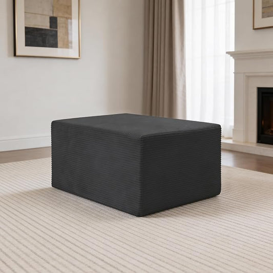 Ottoman for Cloud Sectional Boneless Couches Living Room, Modular Ottoman for Deep Seat Oversized Couch, Memory Foam Compressed Spineless Foot Rest for Bedroom Apartment Grey
