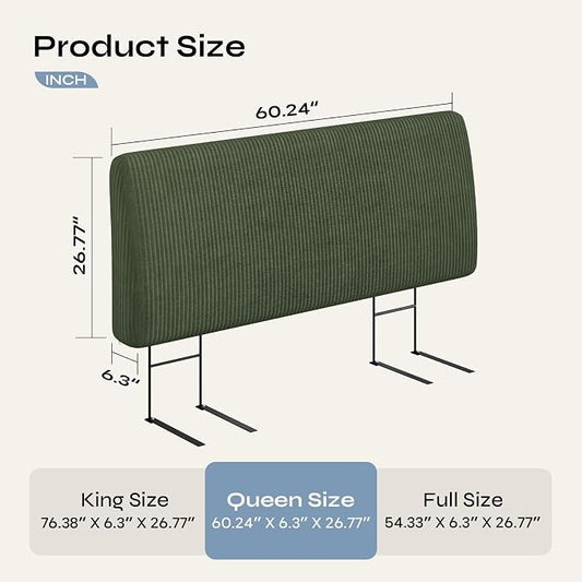 4.7" Upholstered Headboard for Queen Size Bed, Height Adjustable and Ergonomic Headboard, Easy Assemble, Sturdy and Durable, Olive Green
