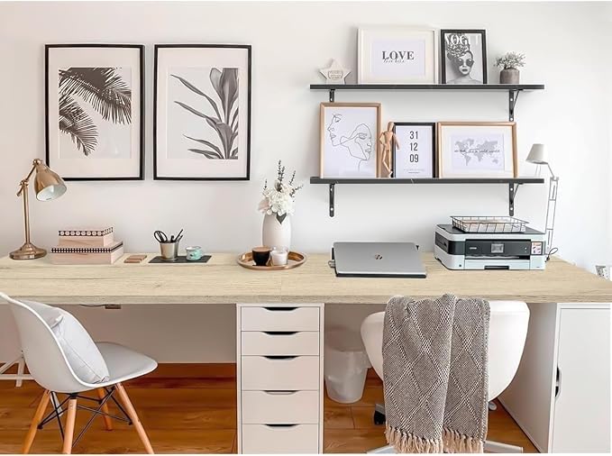 Kaboon Universal Tabletop 55"x27.5", Solid One-Piece Melamine Table Top, Double Desk L-Desk DIY, Home and Office Countertop, Oak