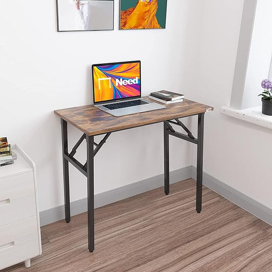 Need Small Desk, 31.5 x 15.7 Inches No Assembly Foldable Writing Table,Sturdy and Heavy Duty Folding Computer Desks for Small Space/Home Office/Dormitory AC5FB(80 * 40)