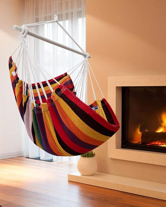 ADVOKAIR Hammock Chair Swing, Heavy-Duty Hanging Rope Swing Seat Supports 500 Lbs, Ideal for Outdoor Patio, Backyard, Porch, Deck & Indoor Bedroom Use